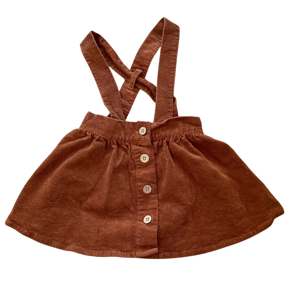 Elegant Baby Rust Orange Corduroy Jumper Skirt 6-9 Months Button Front Straps